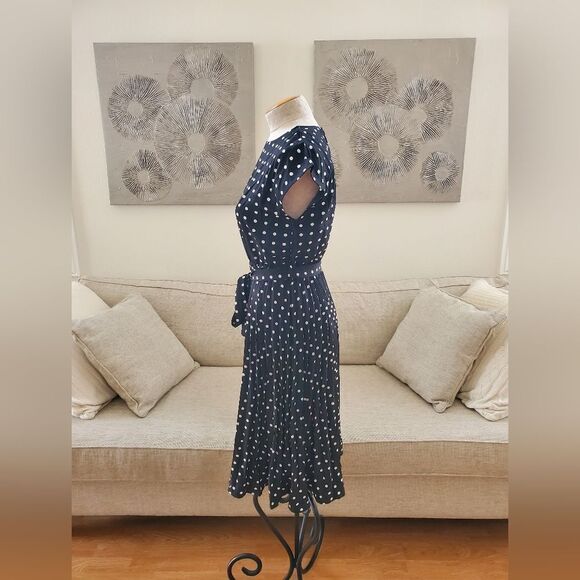 Yokodea Polka-Dot Pleated Midi Dress sz Med - Picture 5 of 11
